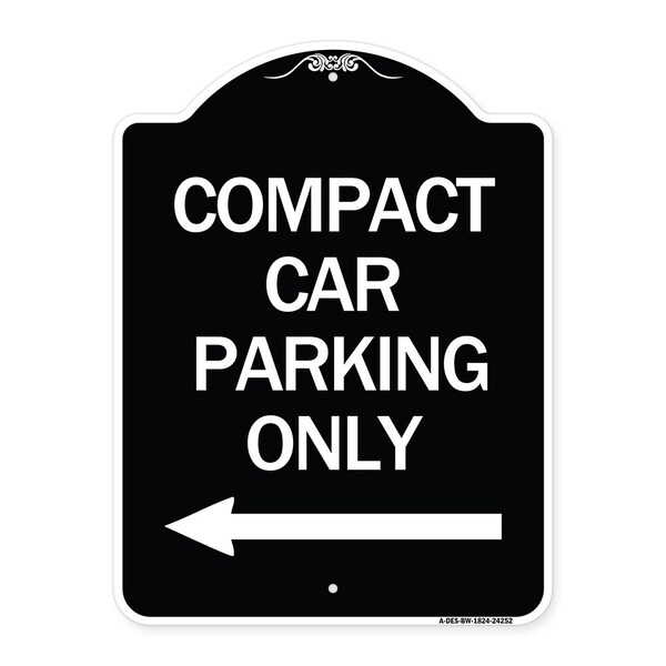 Signmission Compact Car Parking W/ Left Arrow Heavy-Gauge Aluminum Architectural Sign, 24" x 18", BW-1824-24252 A-DES-BW-1824-24252 - main